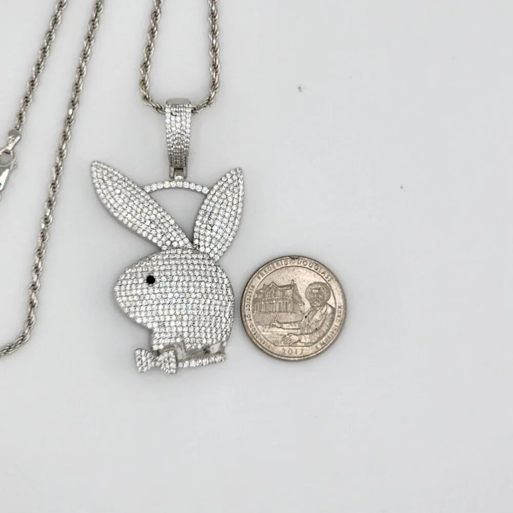 Brand New Sterling Silver 925 Bunny Face Necklace